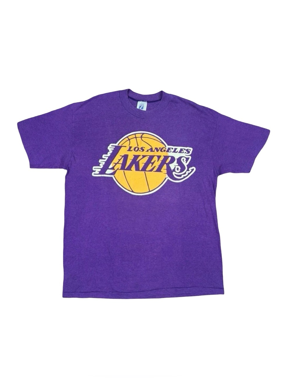 Vintage Logo 7 Los Angeles Lakers Single Stitch Crew Neck Tee - Size XL